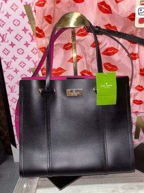 Kate Spade Black & Pink Leather Tote NWT and Kate Hot Pink Wallet NWOT